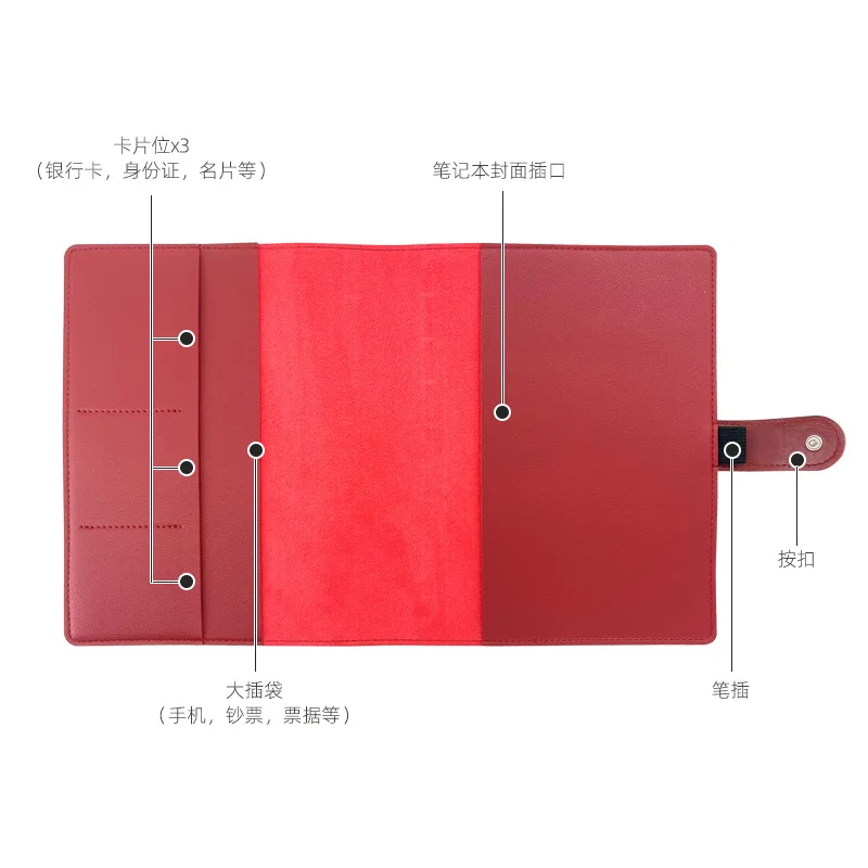 A5 루즈 리프 노트북 가죽 케이스, 노트북 다기능 커버, 다이어리 북 커버, A5 플래너, 저널 노트북, 아젠다 플래너