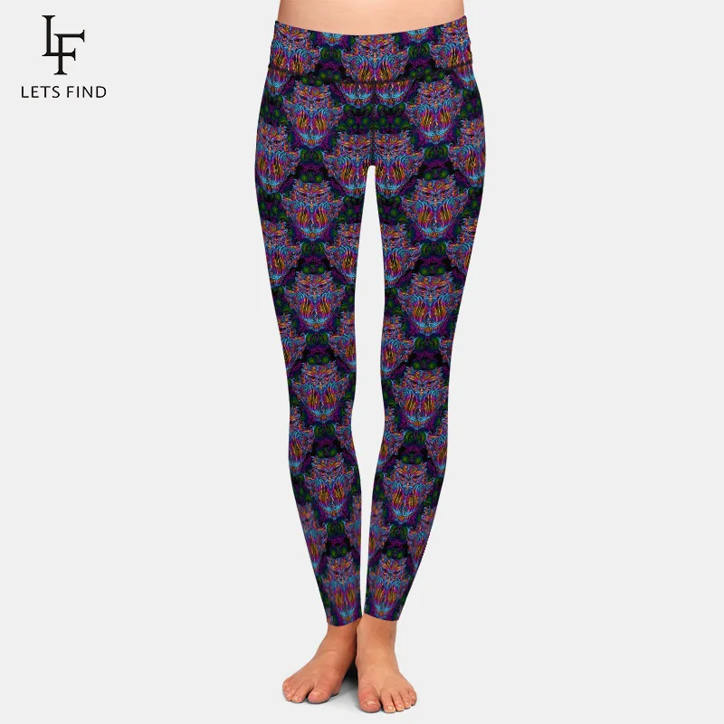 LETSFIND 2020 New Arrival 3D Paisley and Owls Digital Printing Women Leggings High Wiast Soft Elastic Fitness Leggings