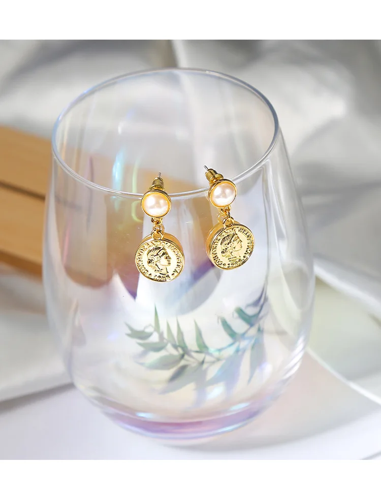 

KouCh 5 Pairs Imitation Pearl Designer Dangle Earrings Luxury Woman Face Elegant Drops Female Earrings Stainless Steel Earrings