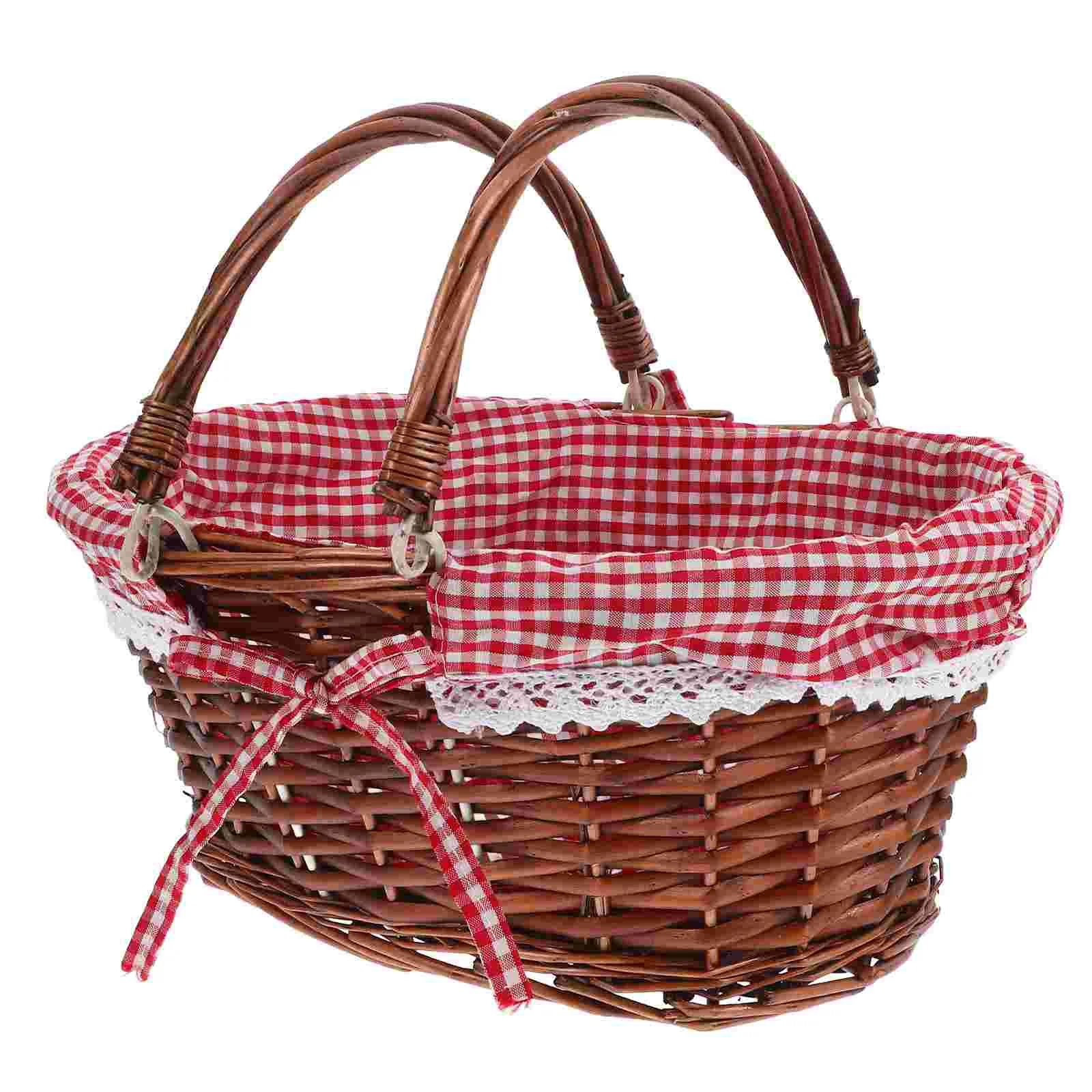 Rattan Picnic Basket Backpack with Stuffed Animal Tote Bag Table Wicker Lid Cooler Child Blanket Beach 3