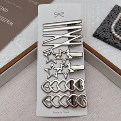 Elegant Silver Metal Hair Clips for Women & Girls - Stylish Duckbill Hairpins for Bangs and Side Hair Styling Accessories (D)
