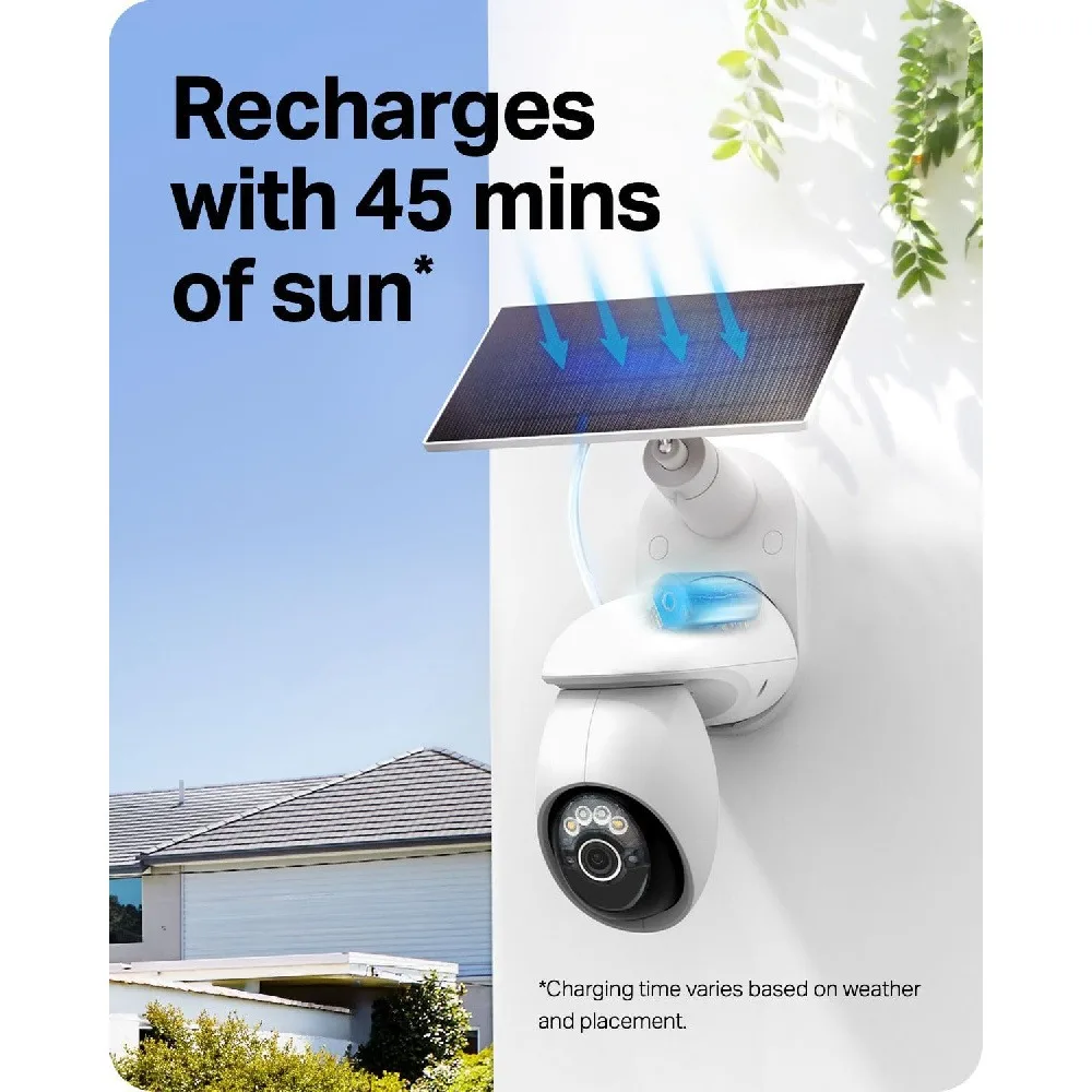 4K Outdoor Pan/Tilt Wireless Security Camera Battery with Solar Charging 360° Motion Track 24/7 Capture Person/Vehicle Detection 3