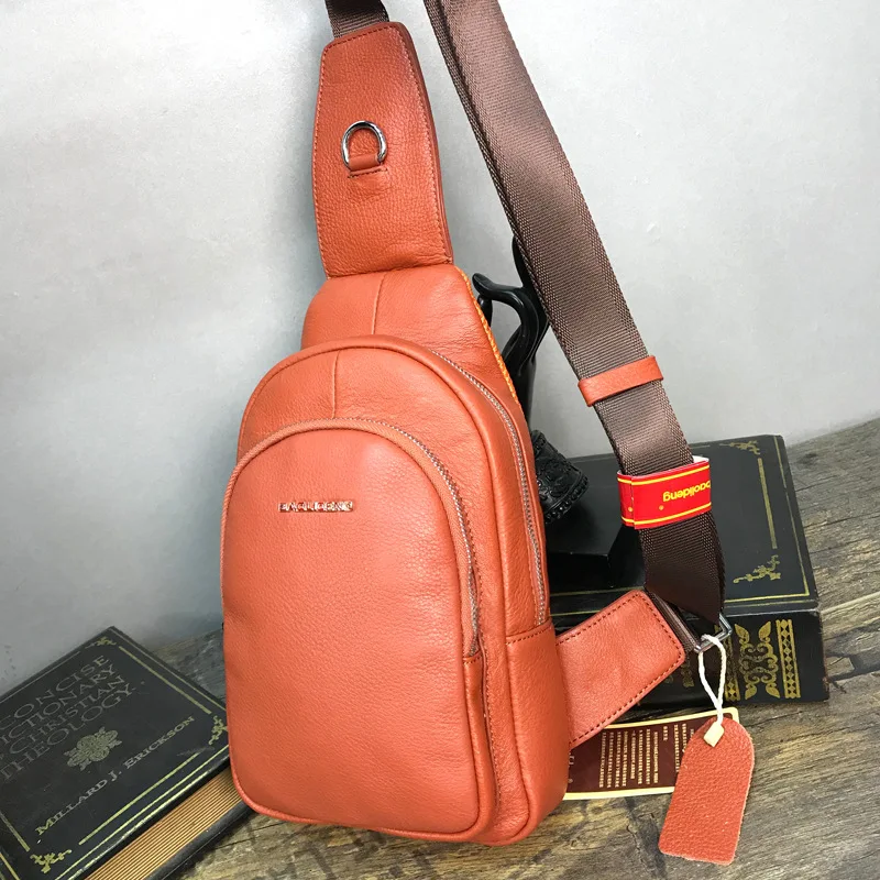 

2022 New Vintage Cow Genuine Leather Men Waist Packs Male Casual Chest Pack High Quality Boy Brand Design Chest Shoulder Package