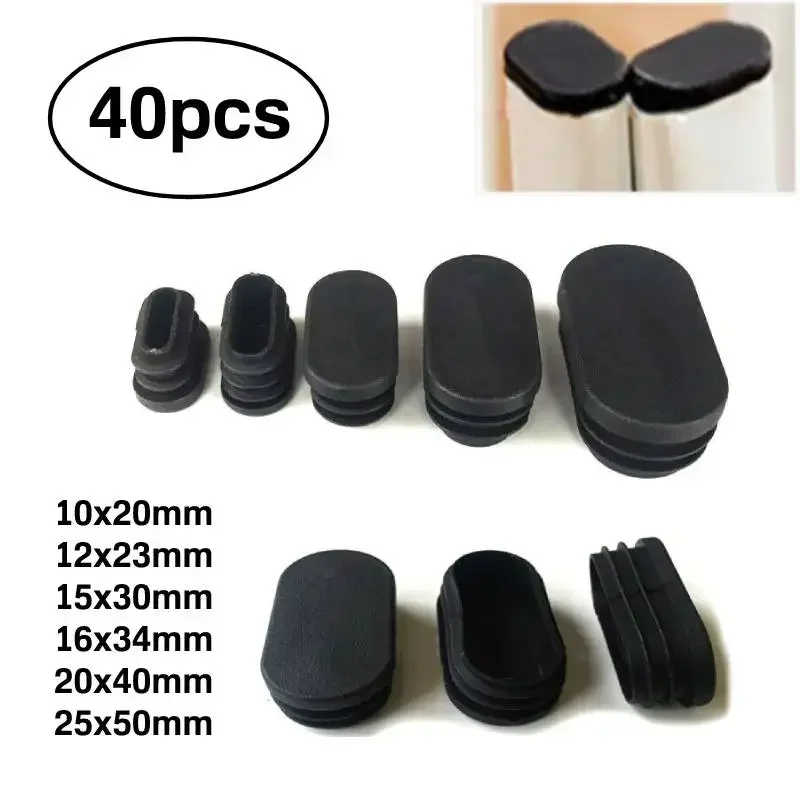 Hardwood Floor Protector Oval Plastic Plugs Pipe Table Chair Stool Leg Tubing End Cap Tube Pipe Inserts Plug Dust Cover 40pcs