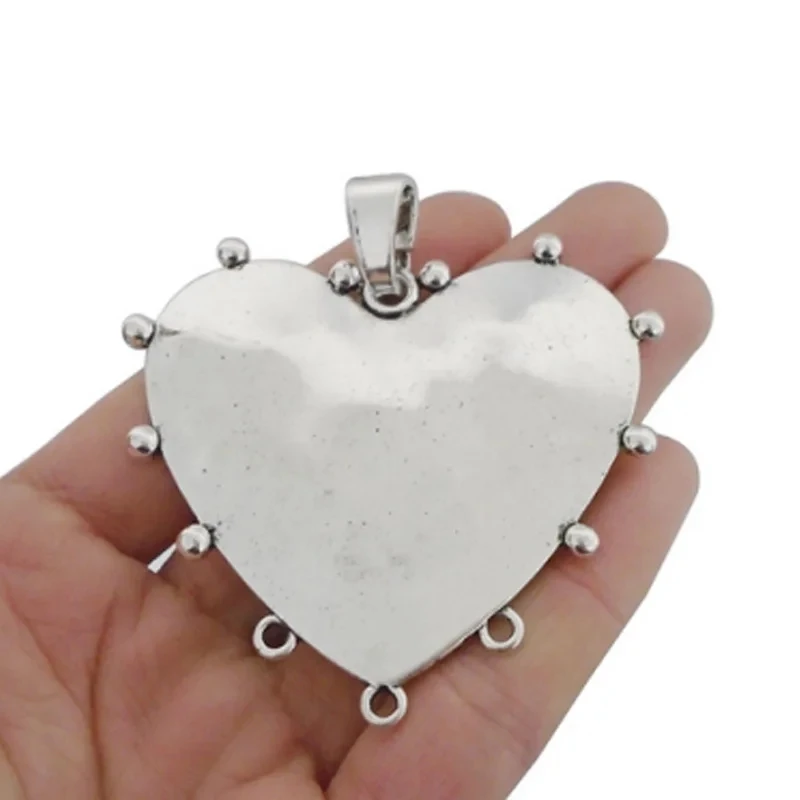 3PCS große böhmische gehämmerte gebrochene Herz Charms filigrane Anhänger Mode-Accessoires für DIY Halskette Schmuckherstellung – Detail 29