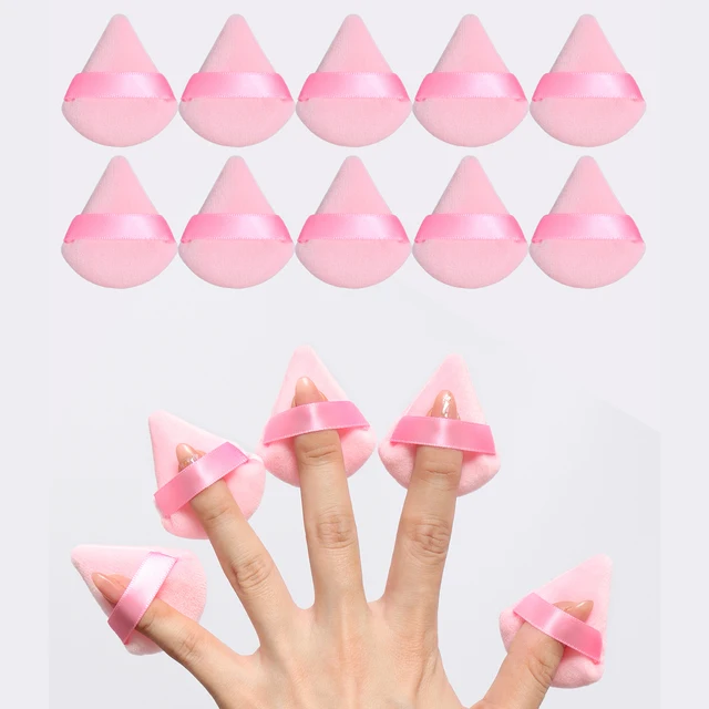 10Pcs Triangle Shape Velvet Powder Puffs, Soft Makeup Blender Sponges for Face Contouring, Eyes & Corners