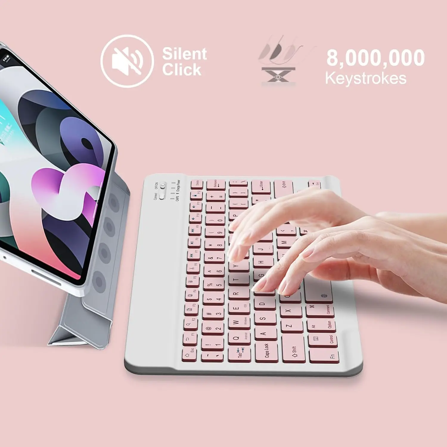 Ultra Thin Wireless Bluetooth Keyboard Rechargeable Universal Portable Mute for iPad Android Samsung Xiaomi Tablets 10inch
