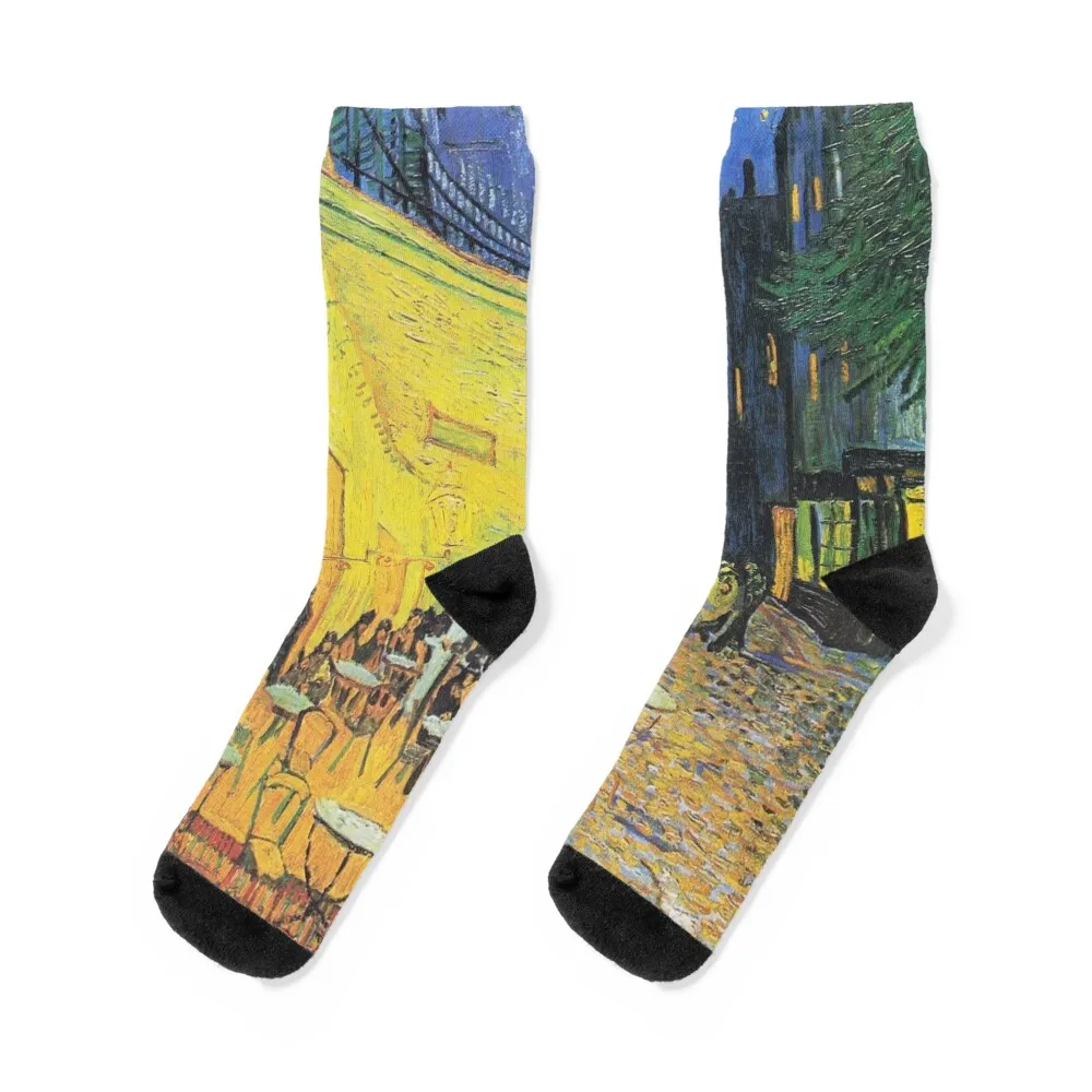 

Café Terrace at Night by Vincent van Gogh Socks designer brand Stockings moving stockings golf Luxury Woman Socks Men's