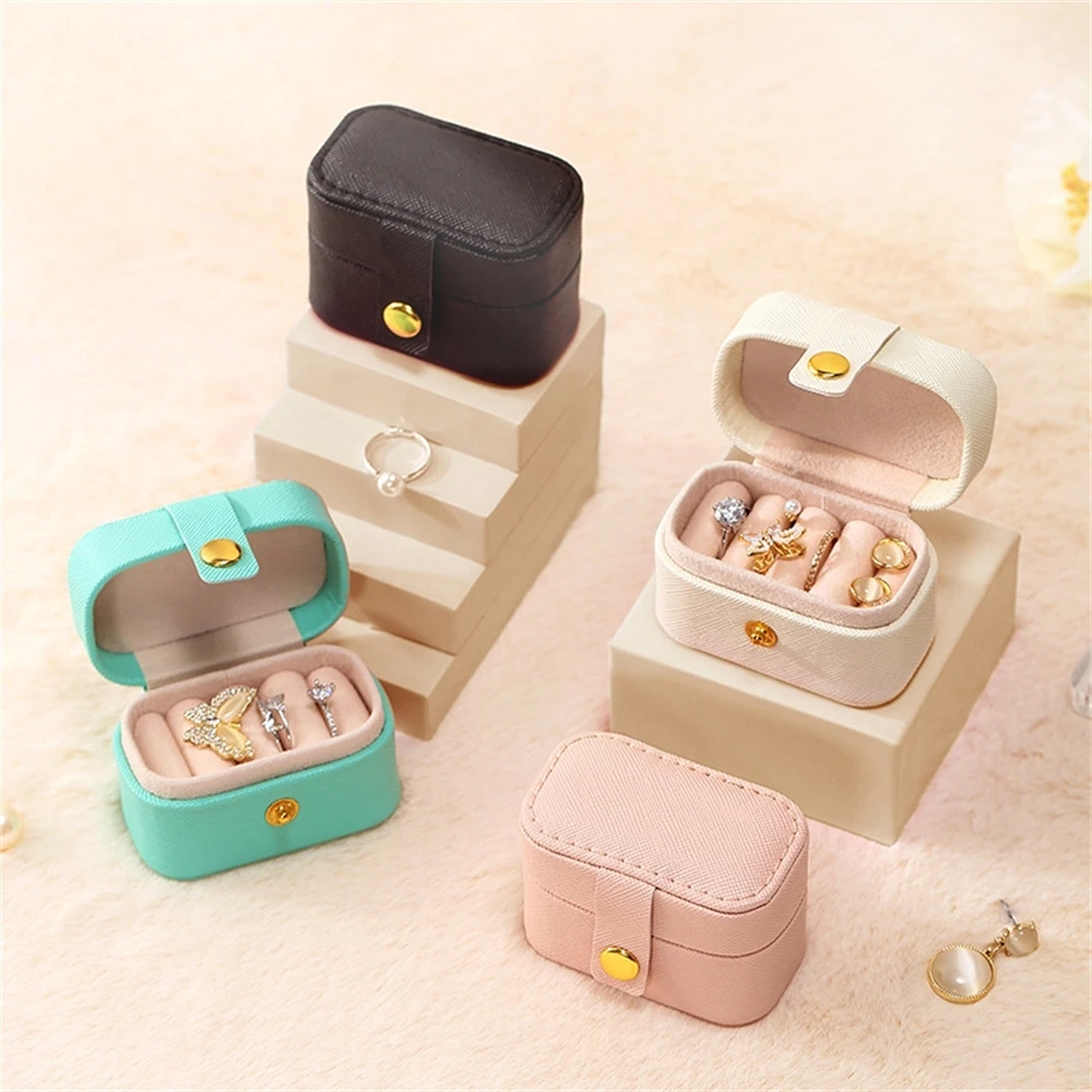 

PU Leather Mini Ring Display Boxes Portable Travel Jewelry Storage Case Girls Stud Earring Trays Antioxidant Eardrops Organizer