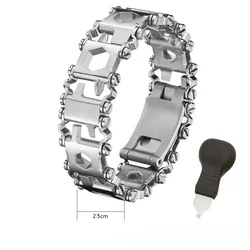Premium Stainless Steel Men's Outdoor Multifunctional Tool Bracelet - 29 - in - 1 Emergency EDC (2.5CM - Silver)