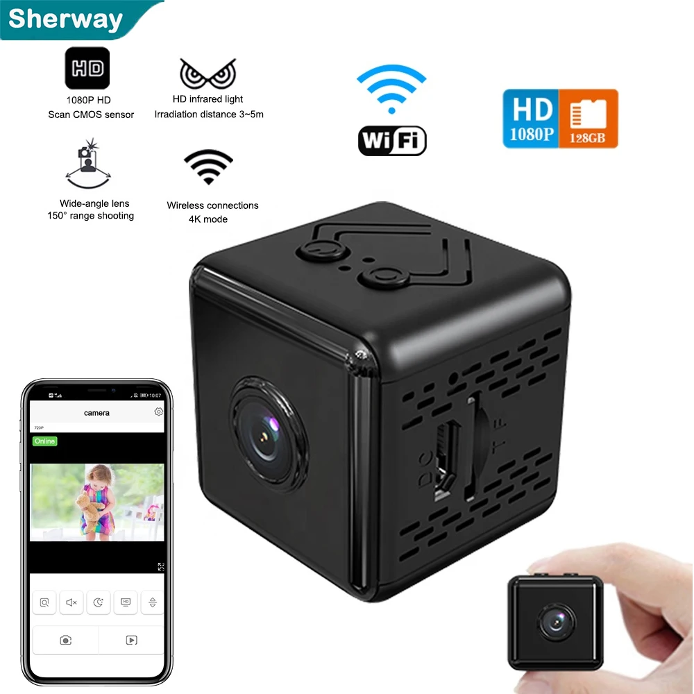 Sherway X6D Mini Câmera WiFi 2MP Mount Type 64GB Secure Home