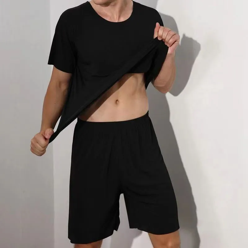 2pcs/Set Men's Pajamas Homewear Short-Sleeved T-Shirt Men's Sports And Leisure Loose Shorts Short-Sleeved Suit Large Size 4x Boy
