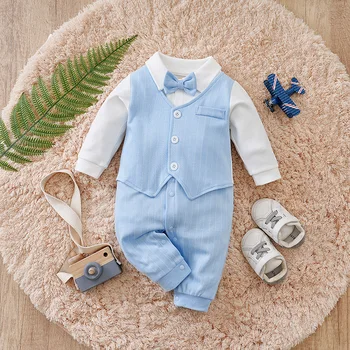 Baby Boys Bow Tie Romper Suit 1