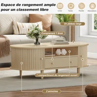 Petite table, chambre à coucher, table de luxe légère, table basse moderne, salon, table basse de salon 100 x 50 x 36 cm 3