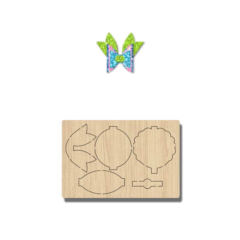 

BD157 Four Layer Beautiful Different Inch Bow Hair Clip Wooden Die Suitable For Most Cutting Machines