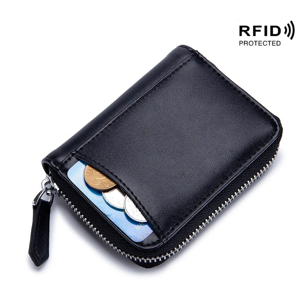 New Cowhide Women Wallets Female Genuine Leather Purses RFID Card Holders Small Portable Coin Purse Large Capacity Money Bag 3
