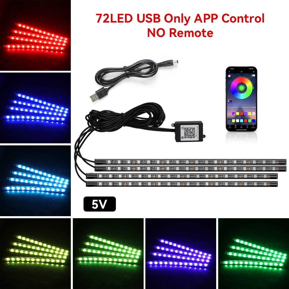 ตัวเลือกสินค้า ไฟ LED ตกแต่งรถ Ambient ควบคุมเพลงอัตโนมัติ