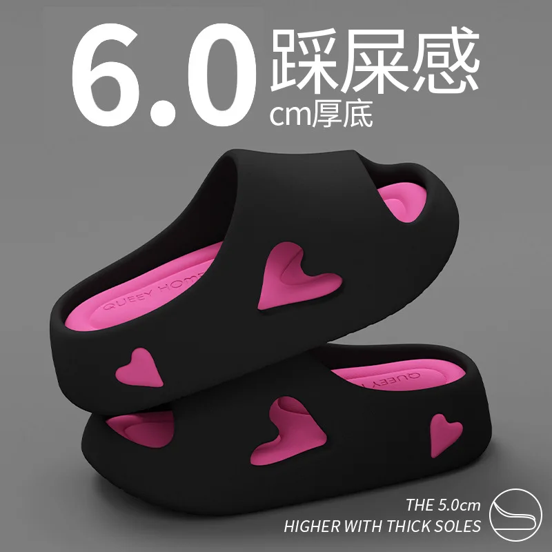 2024 Fashion Women's Home Slippers Sandals Beach Slides Solid Color Non-slip Thick Shower Shoes for Summer Slippers