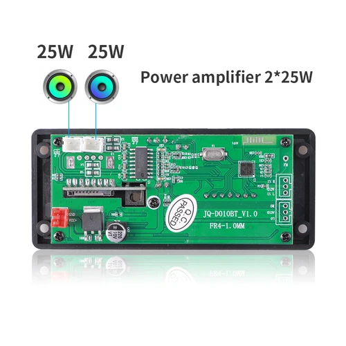블루투스 5.0 MP3 디코더 보드, 차량용 MP3 플레이어, USB FM 통화 녹음 지원, 폴더 전환, 2*25W, 50W, DC 7-15V 2