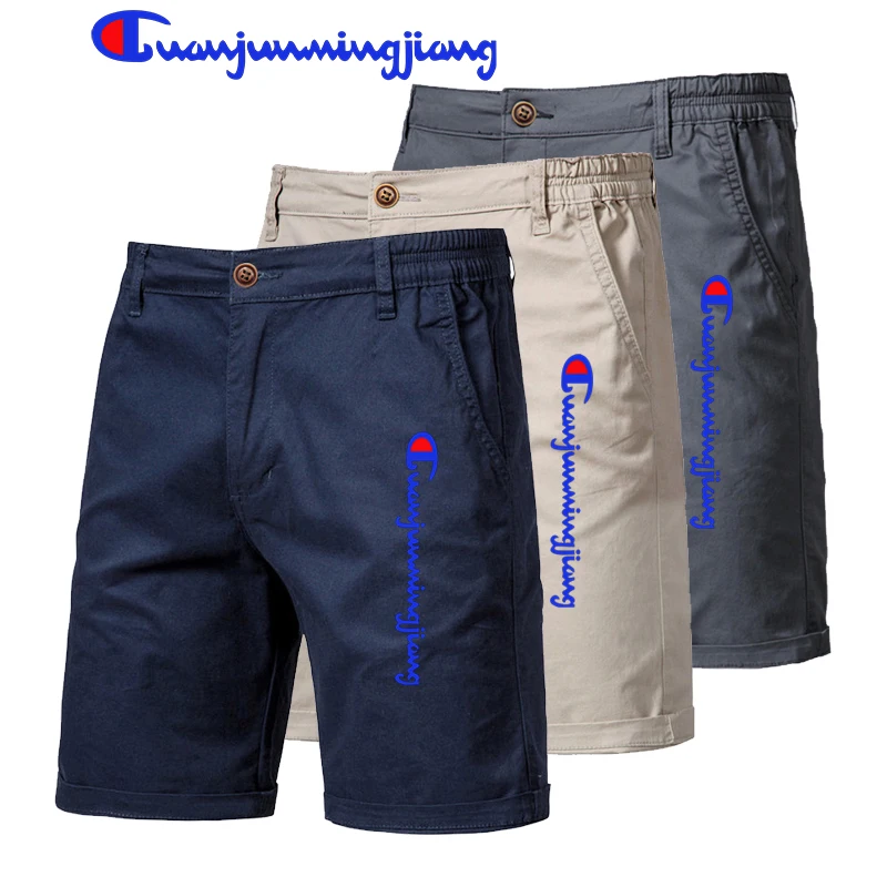 2024 New Summer 100% Cotton Solid Shorts Men High Quality Casual Business Social Elastic Waist Men Shorts 9 Colors Beach Shorts
