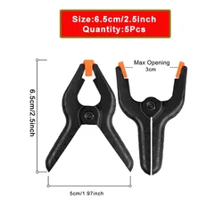 Durable Heavy-Duty Plastic Spring Clamps for Crafts and Photography - Available in Multiple Sizes (Length 6.5cm 5Pcs)