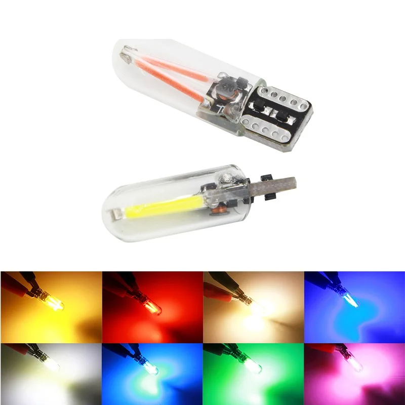 

1/4pcs W5W Led T10 COB Glass Car Light Led Filament Auto Reading Dome Wedge License Plate Bulb Lamp DRL Car Styling DC12V white