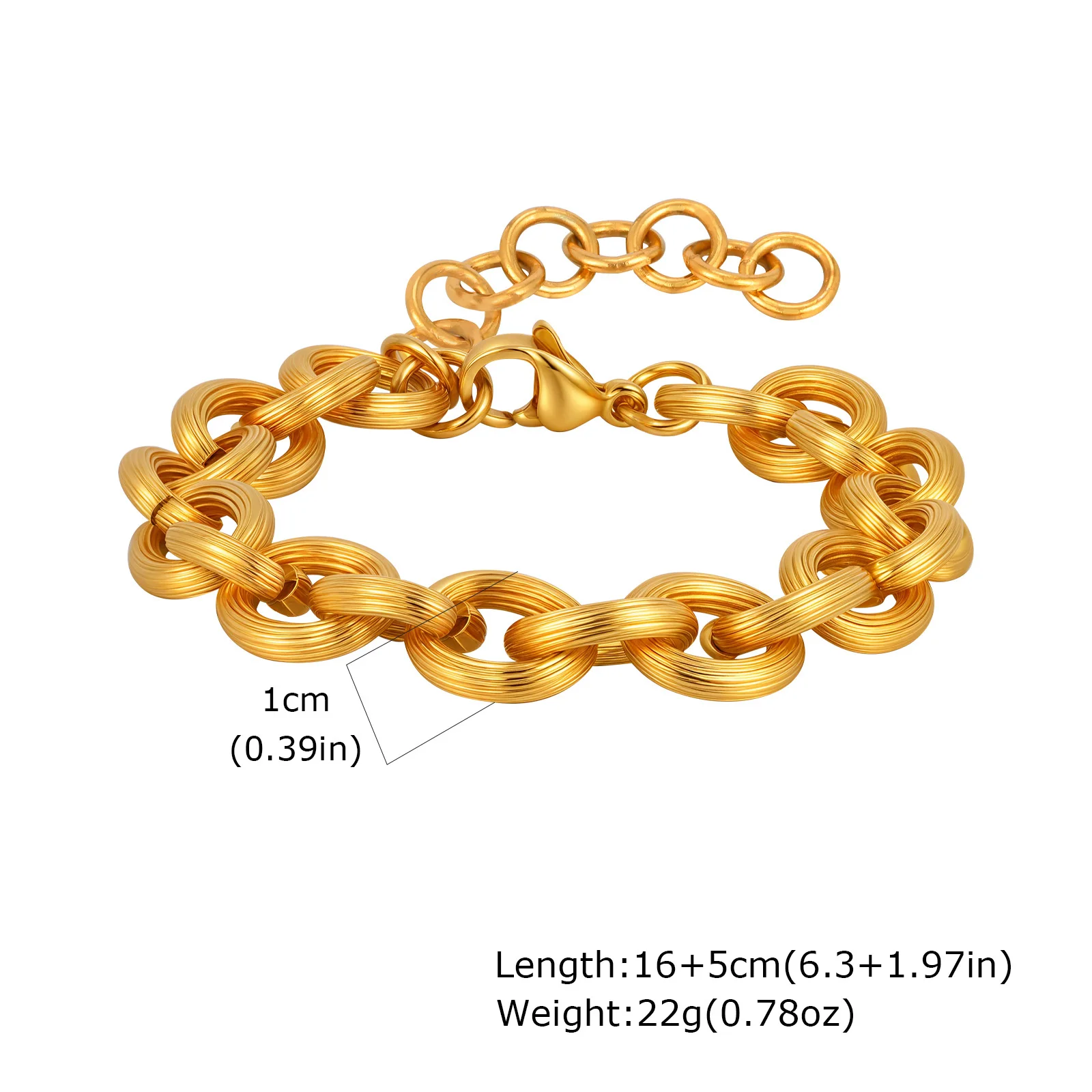 Chunky Stainless Steel Link Chain Bracelet For Woman, Gold Plated Layering Bracelets Wristband Waterproof Jewelry_voghion.com