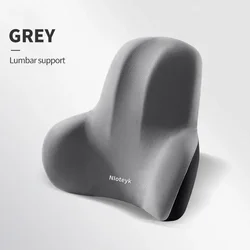 Luxurious Car Memory Foam Neck and Lumbar Support Cushion Set (Grey Waist)