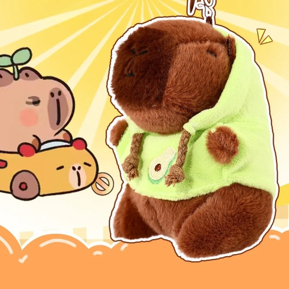 Soft Capybara Plush Toy Keychain  Anime Fluffty Toy Plush Pendant Small Size Stuffed Animals Simulation Doll Hoodie