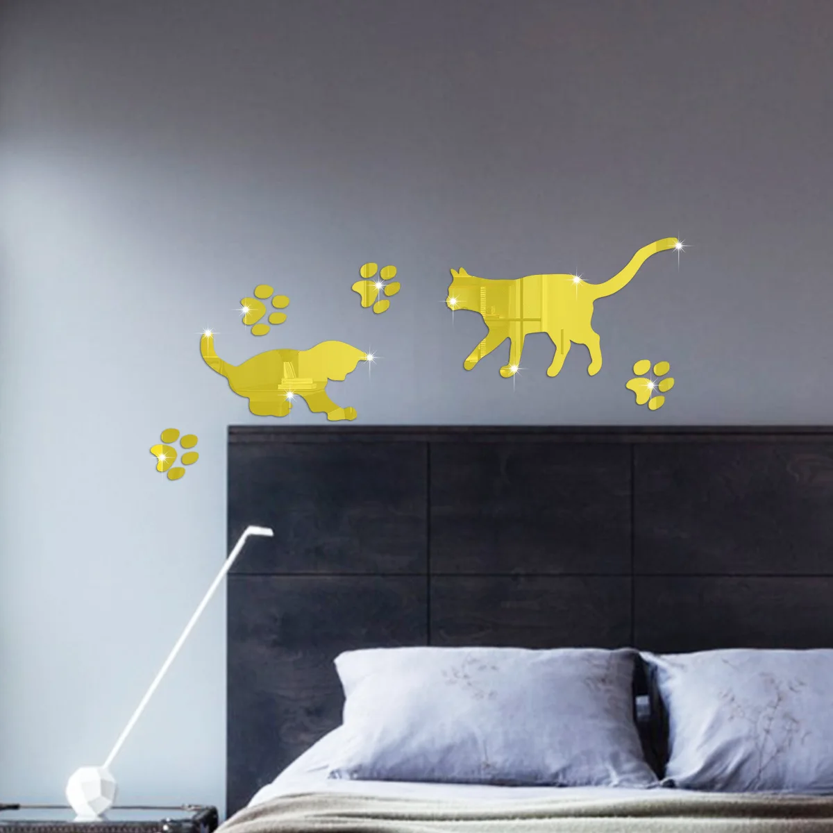 3D Acrylic Mirror Wall Sticker Cartoon Love Cat Dog Living Room Wall Decoration Bedroom Headboard Modern Home Decoration