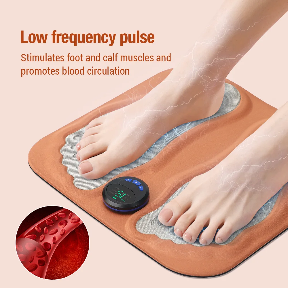 3D Electric EMS Foot Massager Pad TENS Legs Muscle Stimulator Foldable Cushion 6 Modes 15 Levels Improve Blood Circulation Relax