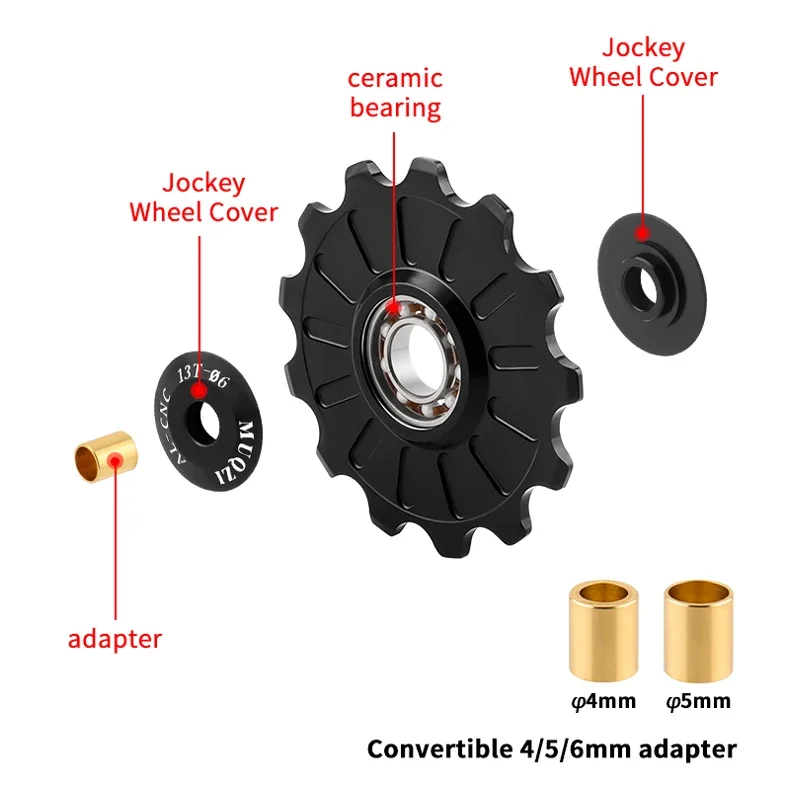 MUQZI Derailleur Ceramic Pulley Wheel 11T 12T 13T 14T 7-11 Speed