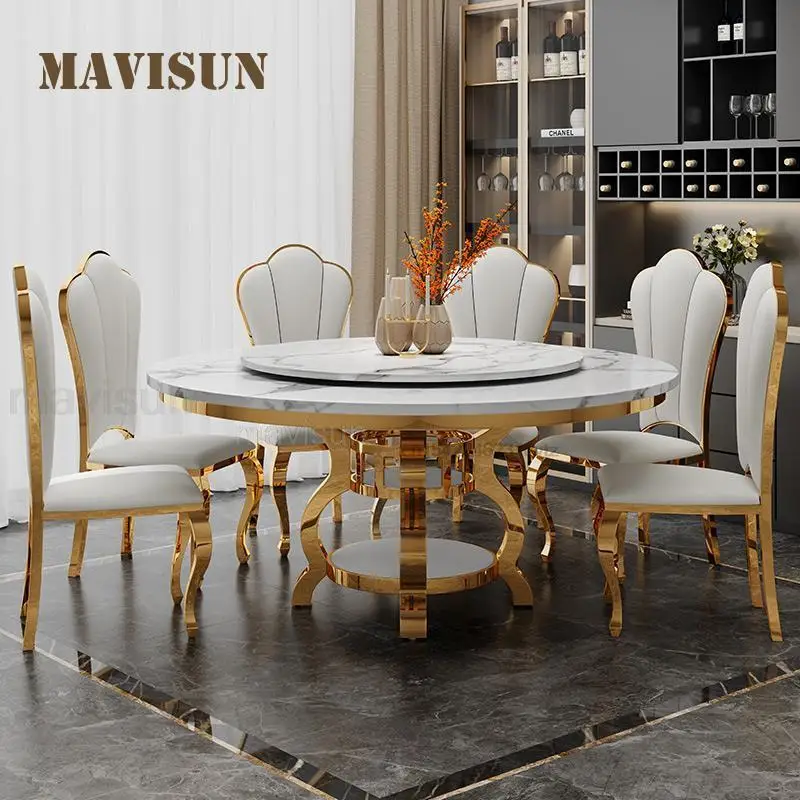 Modern Minimalist Glass Round Table With 4 Chairs For Kitchen Home Furniture Small Apartment Stainless Steel Dining Room Set