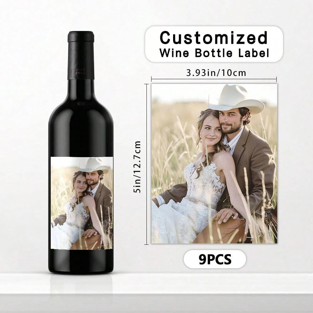 Etichette per vino personalizzate personalizzate da 10 pezzi Immagine Logo Autoadesive Impermeabili Compleanno Anniversario Natale Affari