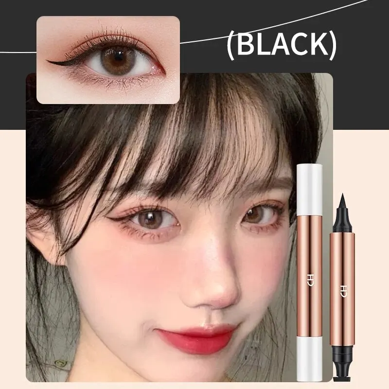 오래 지속되는 블랙 더블 엔드 아이라이너, 방수 및 땀 방지, 번짐 방지, 블랙 아이라이너 메이크업, 빠른 건조, 2 개 