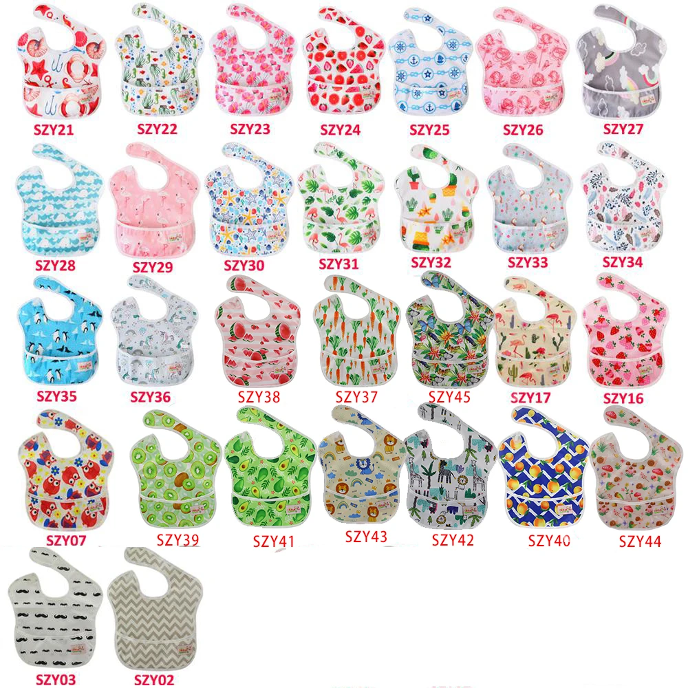 Ohbabyka infant baby girl clothes accessories one size fits all waterproof reusable baby feeding bibs with pocket