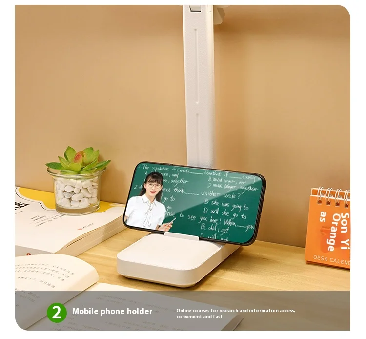 LED double-head desk lamp, 3-level dimmable touch night light, USB rechargeable, eye-protection, foldable bedside reading desk