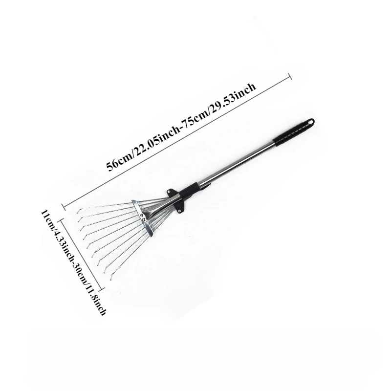 Leaf Rake Stainless Steel Retractable, Used for Dry Leaves, Garden Finishing, Branch Cleaning, Garden, Garden Tools, Lawn Tools 2