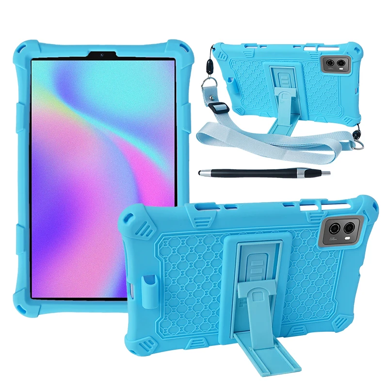 Universal Kids Safe Soft Silicone Kickstand Case with Shoulder Strap