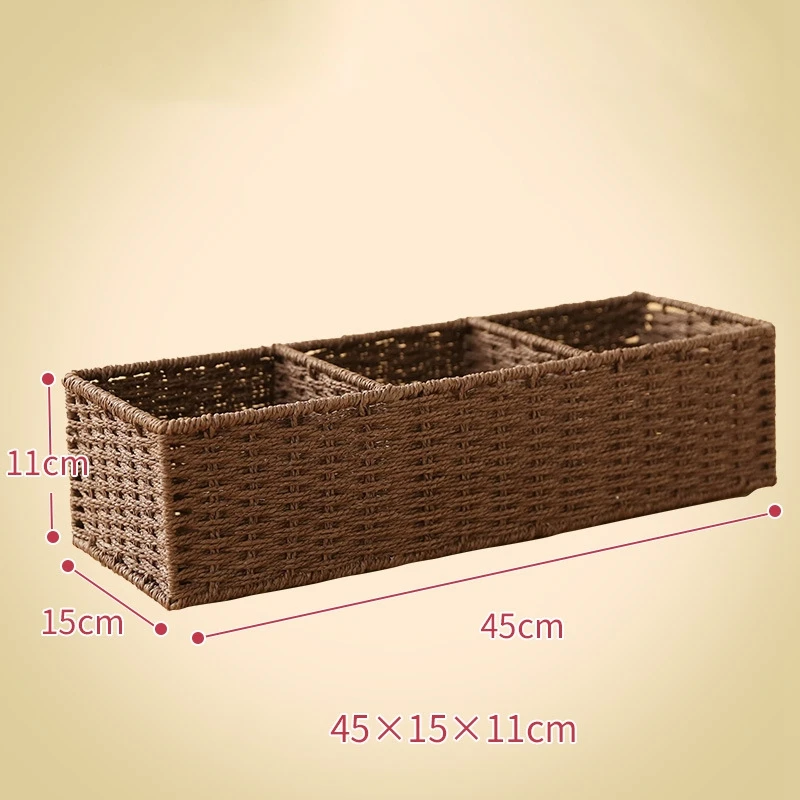 Woven Storage Box Desktop Miscellaneous Box Toilet Paper Box Storage Bathroom Organizer Bathroom Sink Storage Countertop Durable 6