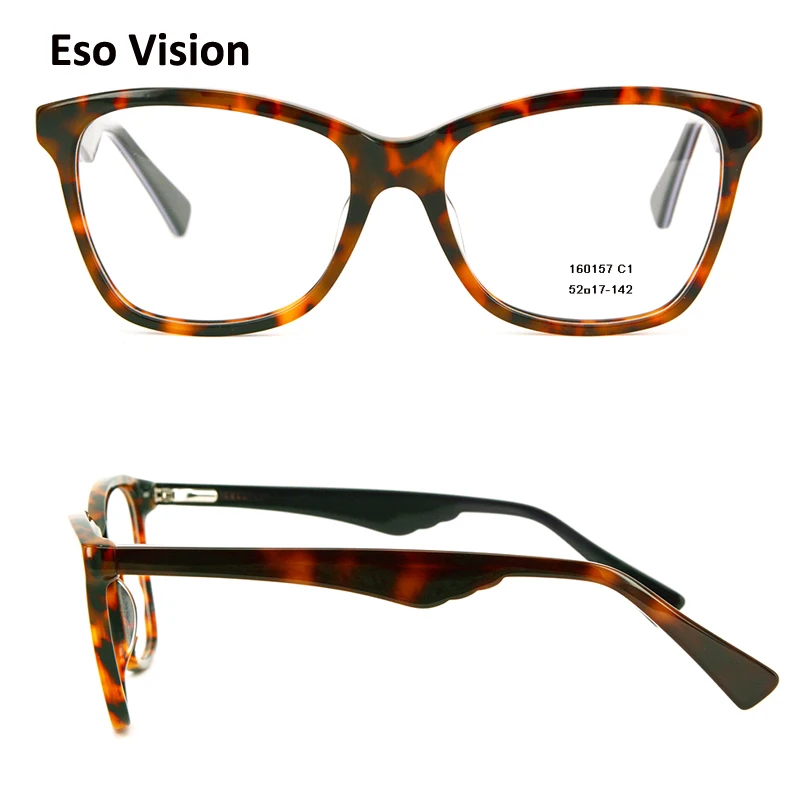 

Eso Vision Fashion Acetate Prescription Optical Frame Tortoise Square Woman's Flexible Eyeglasses Lamination Man Black Glasses