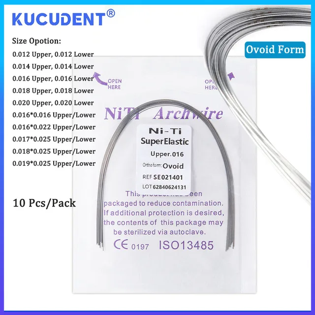KUCUDENT 1Pack Dental Orthodontic Arches Wires Super Elastic Niti Archwire Braces for Teeth Ovoid Form Round Rectangular Dentist