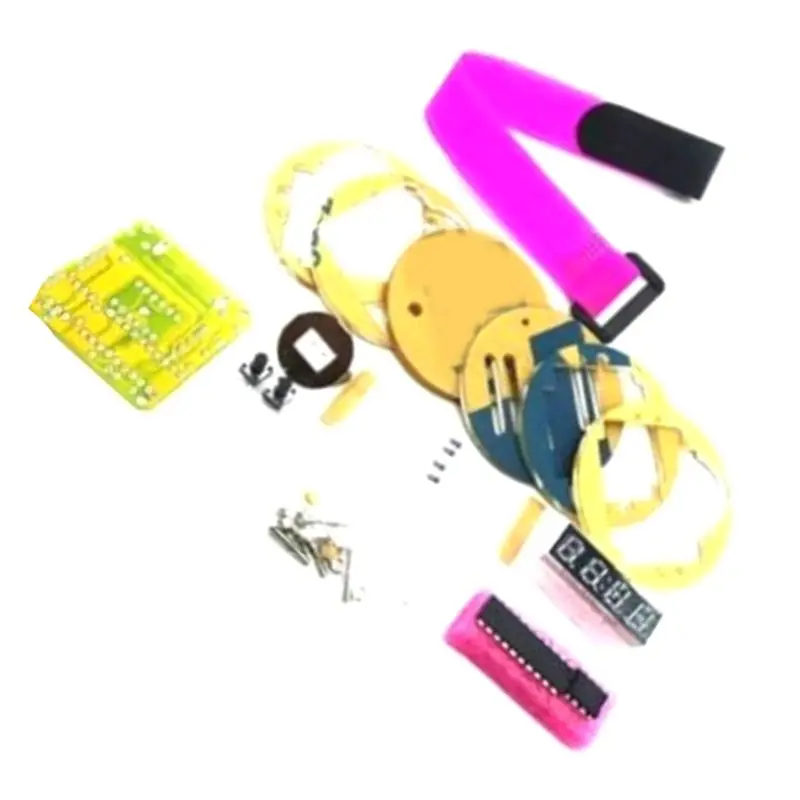 ABUH-DIY 키트 시계 전자 시계 단일 칩 LED 디지털 전자 시계 시계 모듈 커버 스트랩 색상 랜덤