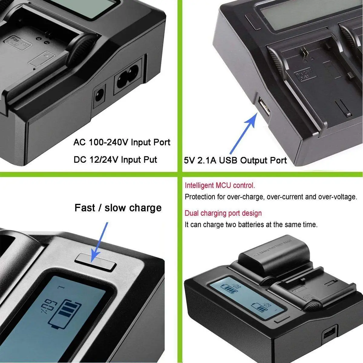For Canon LP-E6 LPE6 LP E6 LCD Dual Battery Charger for Canon EOS 5D Mark iii 5D Mark ii 6D 60D 7D 70D