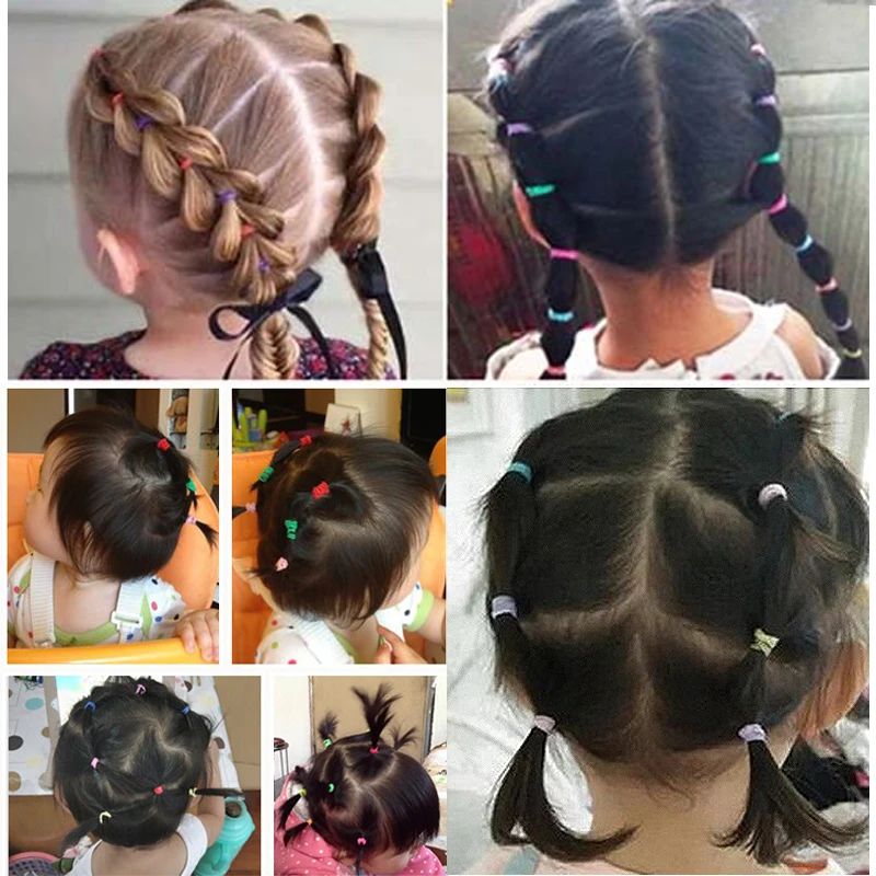 Hair Accessories Children's High Elasticity Rubber Band Hair Rope Colored Girls Ponytail hairband 2000 Piece Pack