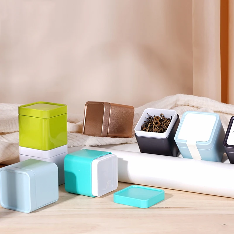 1PC Mini Storage Box Sealed Tea Caddy Coffee Jar Tea Leaves Container Cans Tinplate Spices Storage