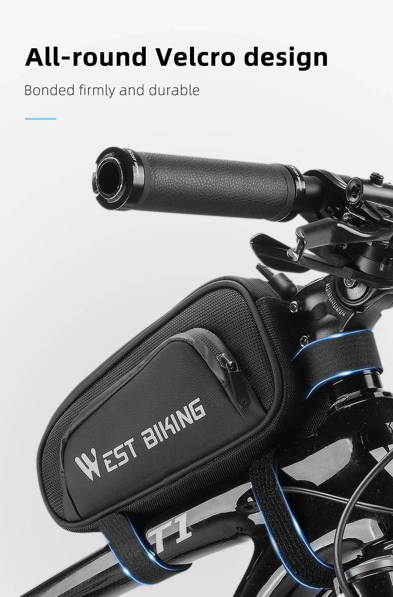West biking fahrrad tasche 1,5 l tragbarer rahmen vorderrohr fahrrad tasche wasserdicht mtb rennrad tasche fahrrad zubehör – Detail 8