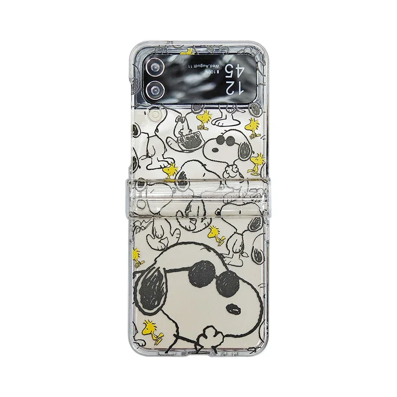 thumbnail image 1 of Bonita funda de teléfono transparente con dibujos animados de Snoopy, Charlie Brown y Peanuts para Samsung Galaxy Z Flip 5, carcasa trasera rígida de PC para Z Flip 3 4, 1 of 5