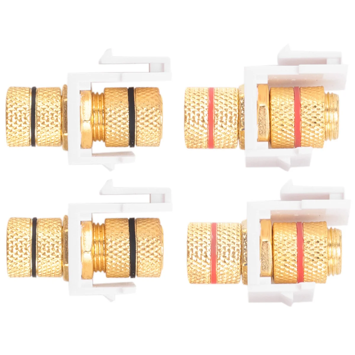 Banana Jack Binding Post Keystone Jack Insert with Black & Red Rings, Screw Type Audio Speaker Keystone, 2 Pairs/4 Pack