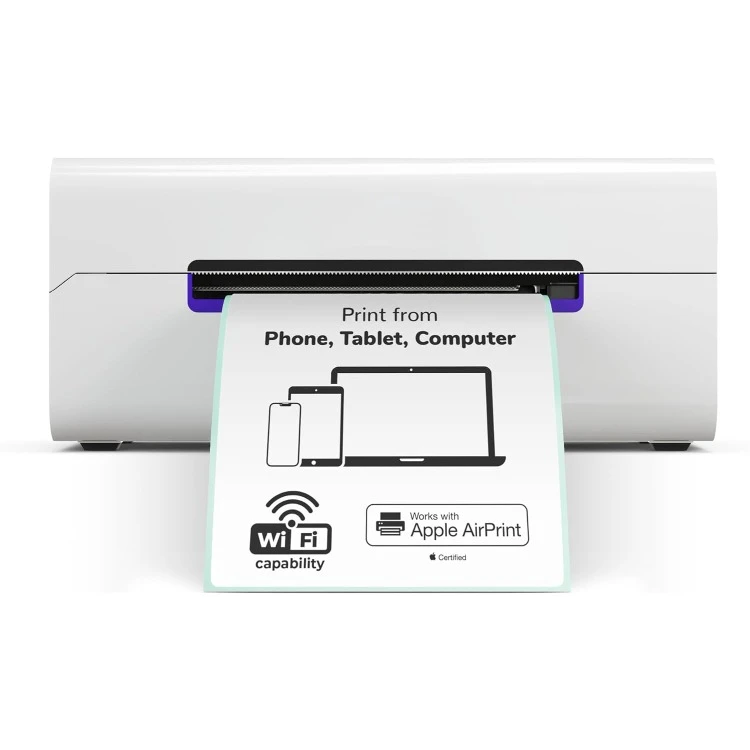 

Wireless Shipping Label Printer - Wi-Fi Thermal Label Printer for Shipping Packages - AirPrint from iPhone, iPad, Mac - 4x6